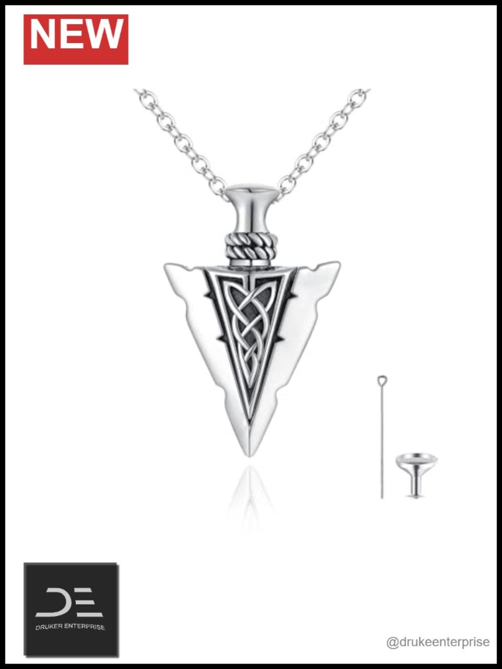 Sterling Silver Arrow Celtic Cremation Urn Pendant Necklace